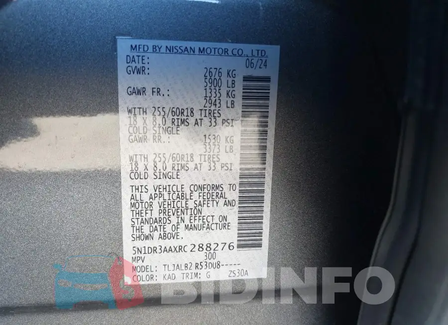 5N1DR3AAXRC288276 Photo# 9