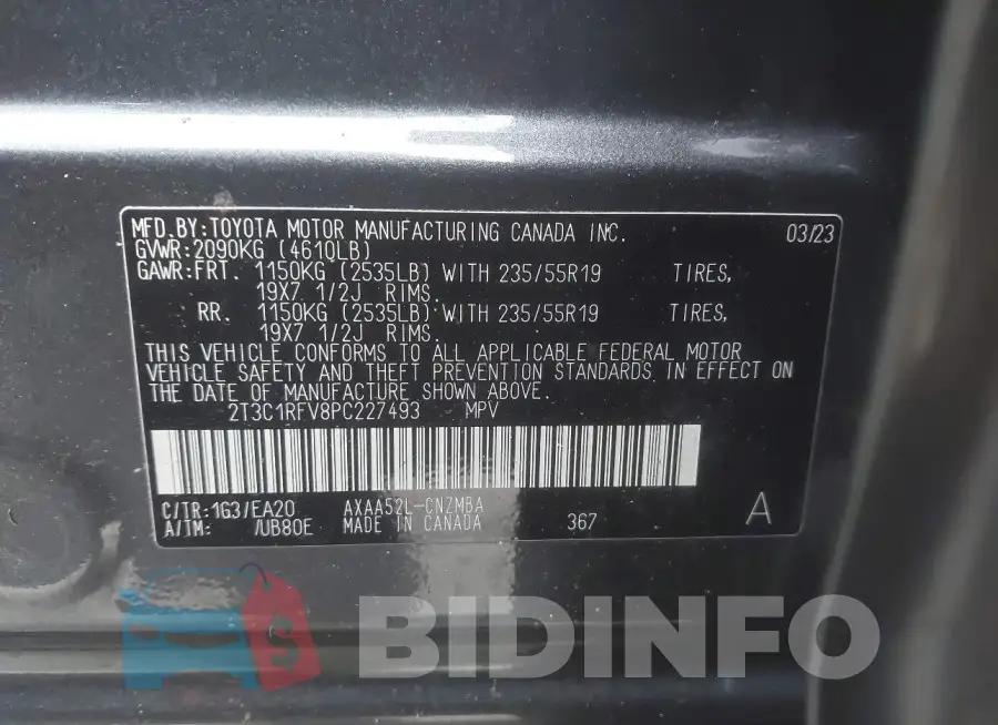 2T3C1RFV8PC227493 Photo# 9