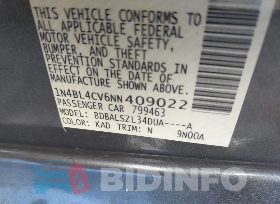 1N4BL4CV6NN409022 Photo# 9