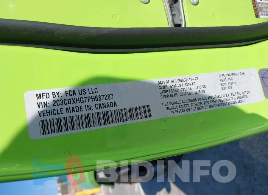 2C3CDXHG7PH687287 Photo# 9