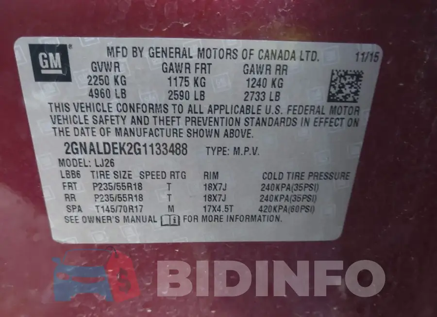 2GNALDEK2G1133488 Photo# 9