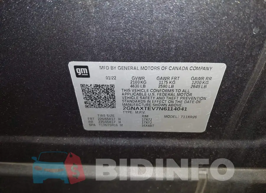 2GNAXTEV7N6114041 Photo# 9