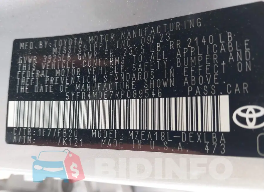 5YFB4MDE7RP089546 Photo# 9