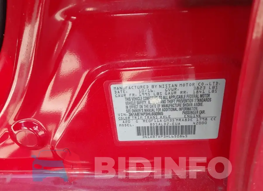 3N1AB7AP3HL650865 Photo# 9