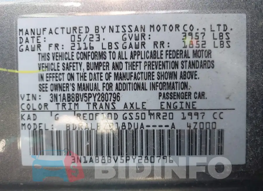 3N1AB8BV5PY280796 Photo# 9