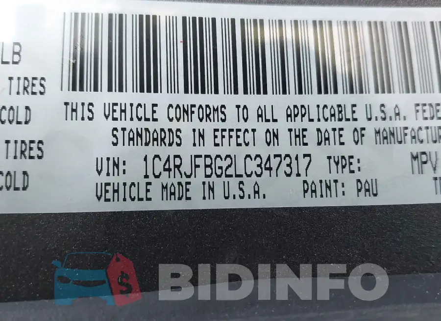 1C4RJFBG2LC347317 Photo# 17