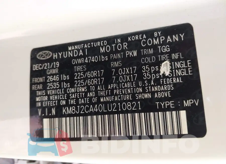 KM8J2CA40LU210821 Photo# 9