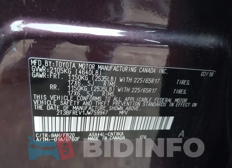 2T3BFREV1JW759947 Photo# 9