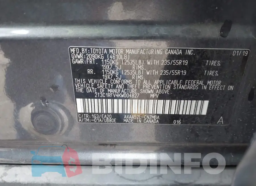 2T3C1RFV4KW004827 Photo# 9