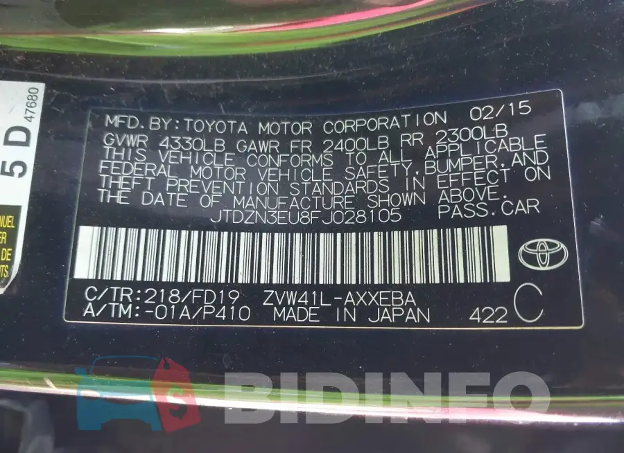 JTDZN3EU8FJ028105 Photo# 9