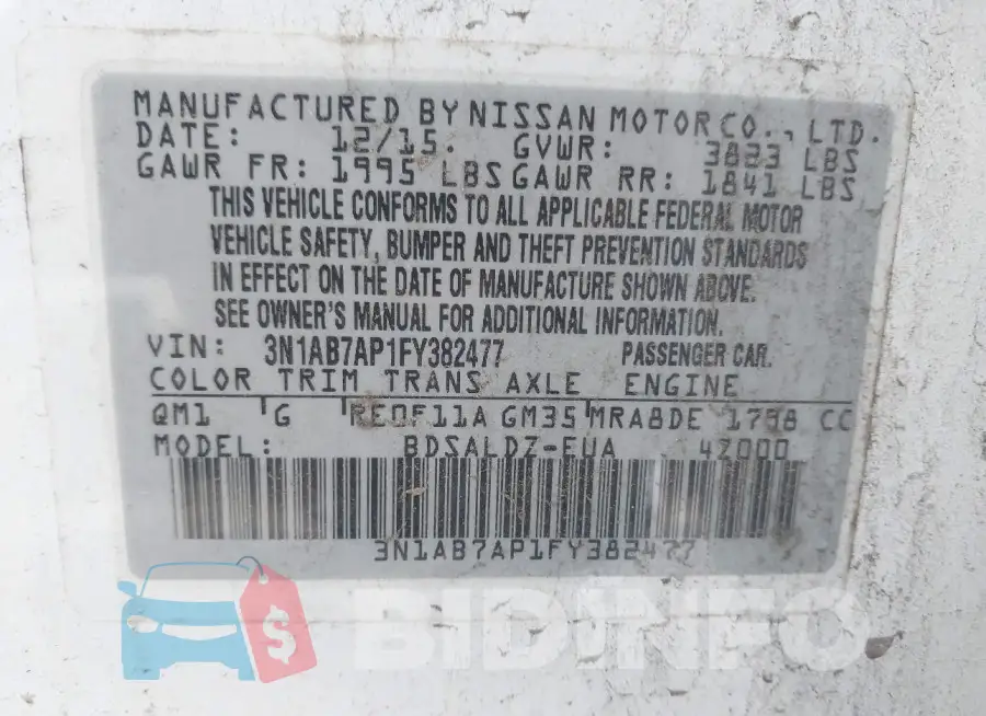 3N1AB7AP1FY382477 Photo# 9