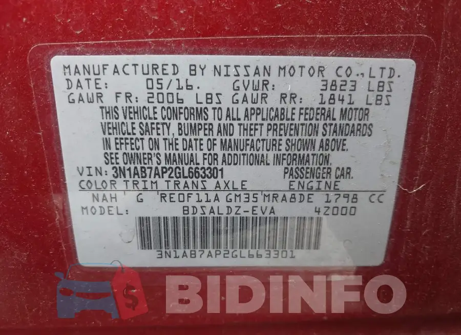 3N1AB7AP2GL663301 Photo# 9