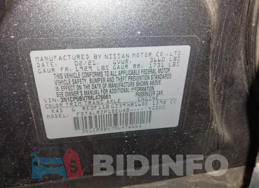 3N1CP5BV7ML476661 Photo# 9
