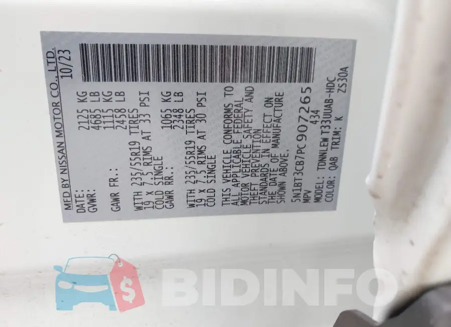 5N1BT3CB7PC907265 Photo# 9