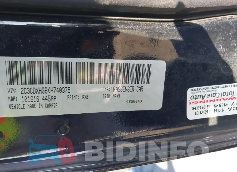 2C3CDXHG6KH740375 Photo# 9
