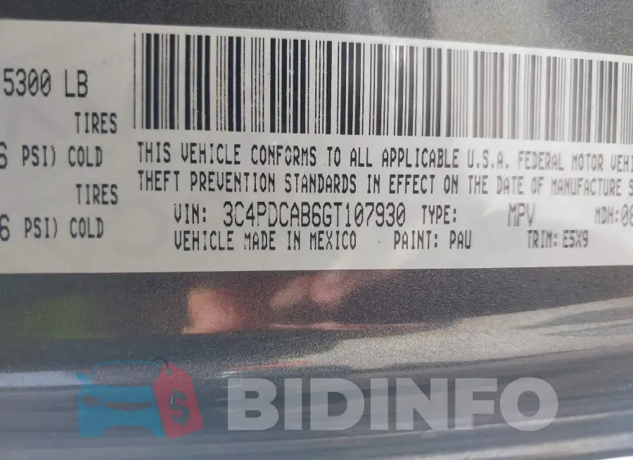 3C4PDCAB6GT107930 Photo# 9