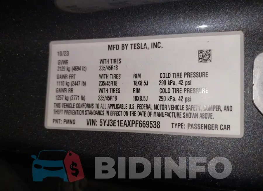 5YJ3E1EAXPF669538 Photo# 9