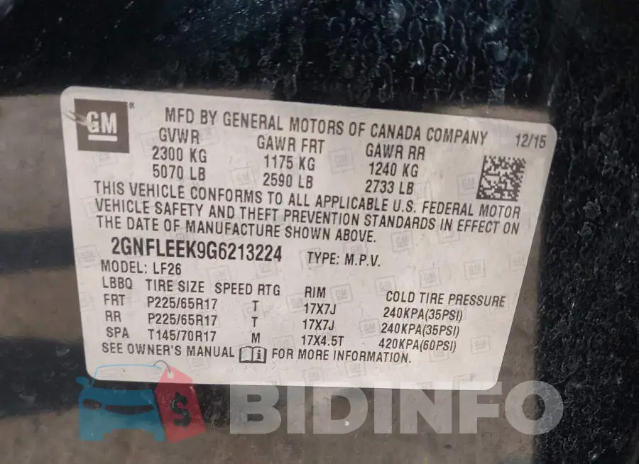 2GNFLEEK9G6213224 Photo# 9