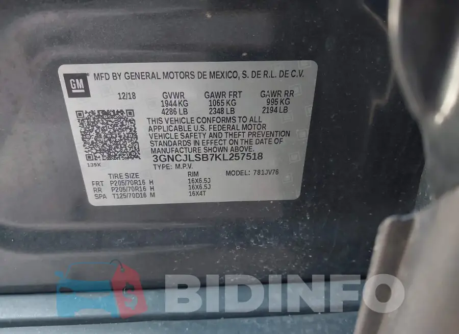 3GNCJLSB7KL257518 Photo# 9