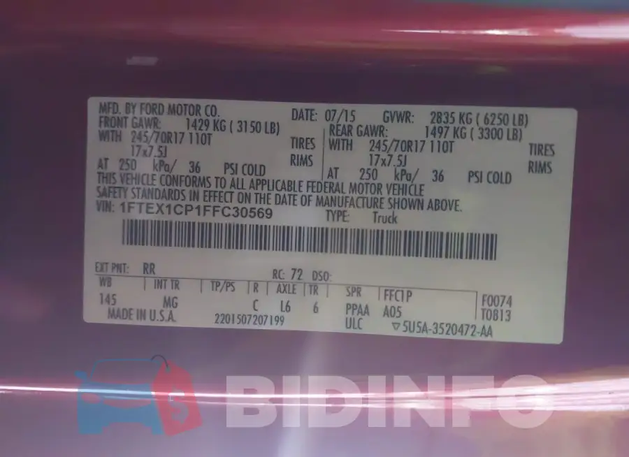 1FTEX1CP1FFC30569 Photo# 9