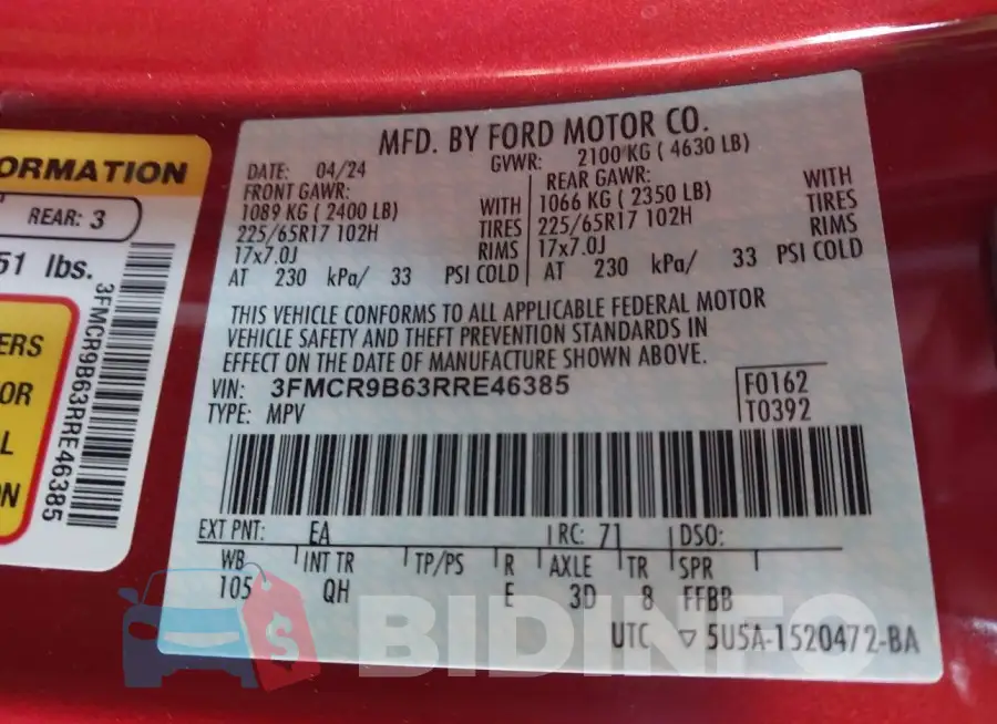 3FMCR9B63RRE46385 Photo# 9