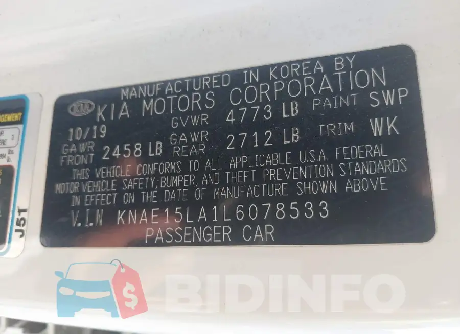 KNAE15LA1L6078533 Photo# 9