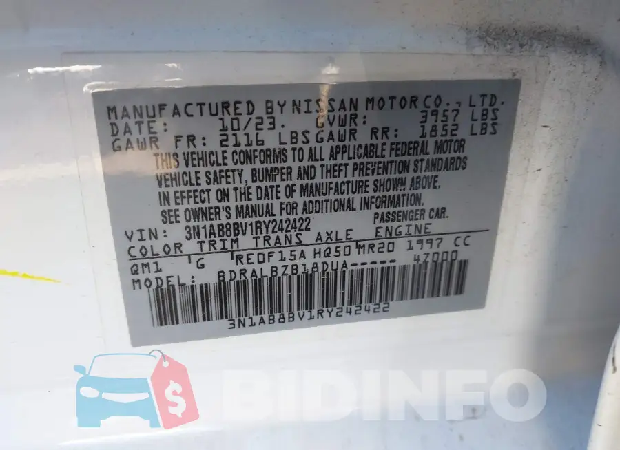 3N1AB8BV1RY242422 Photo# 9