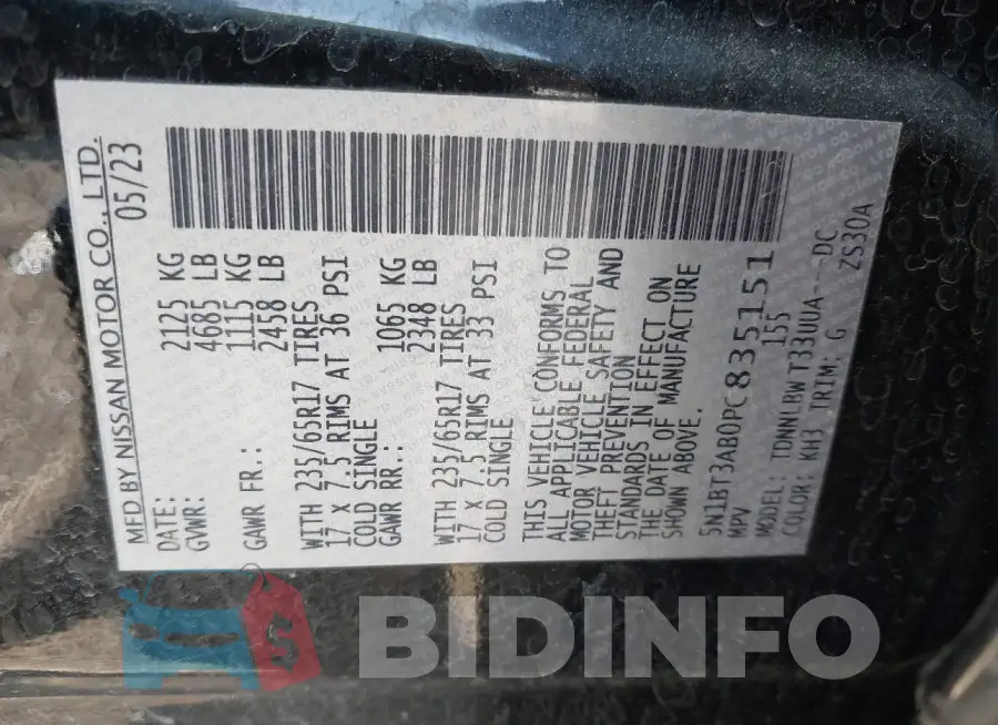 5N1BT3AB0PC835151 Photo# 9