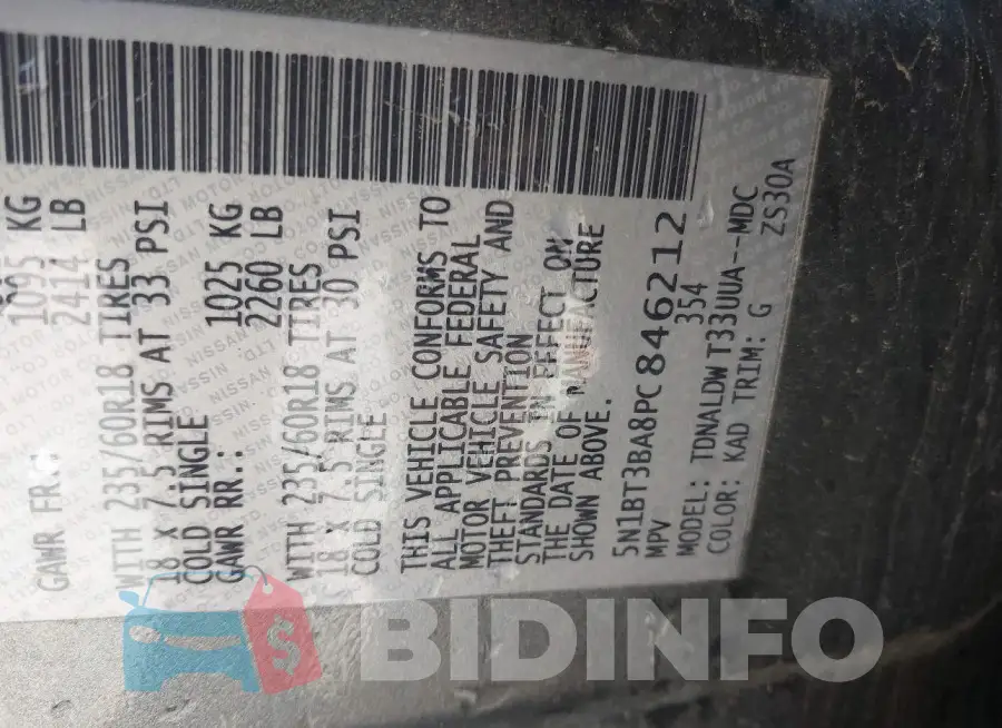 5N1BT3BA8PC846212 Photo# 9