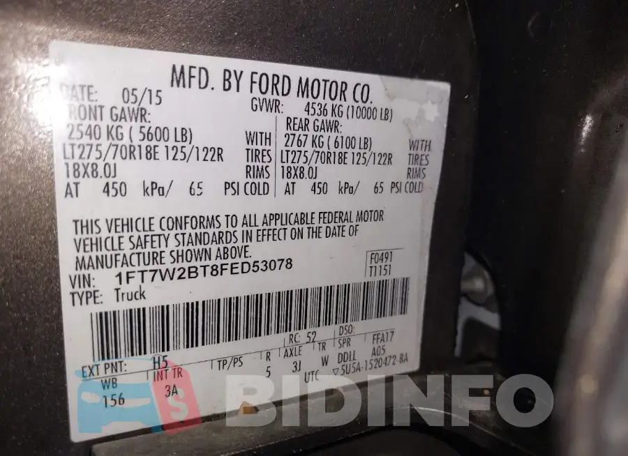 1FT7W2BT8FED53078 Photo# 9