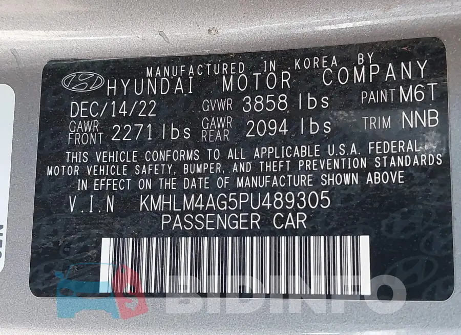 KMHLM4AG5PU489305 Photo# 9