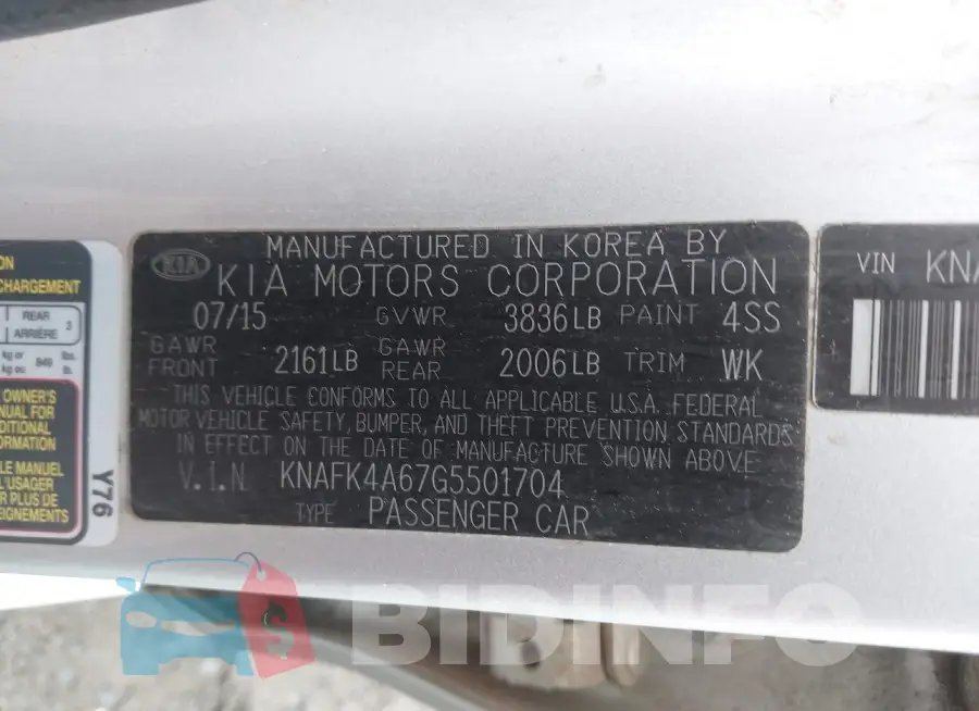 KNAFK4A67G5501704 Photo# 9