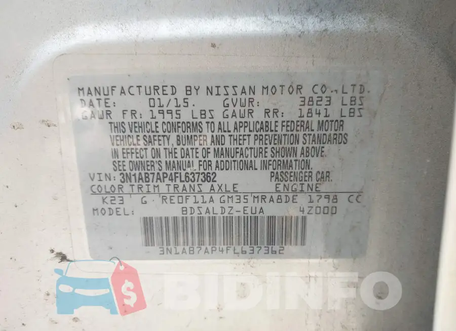 3N1AB7AP4FL637362 Photo# 9
