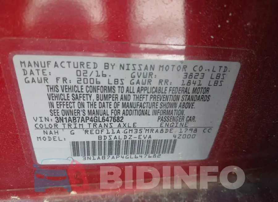 3N1AB7AP4GL647682 Photo# 9