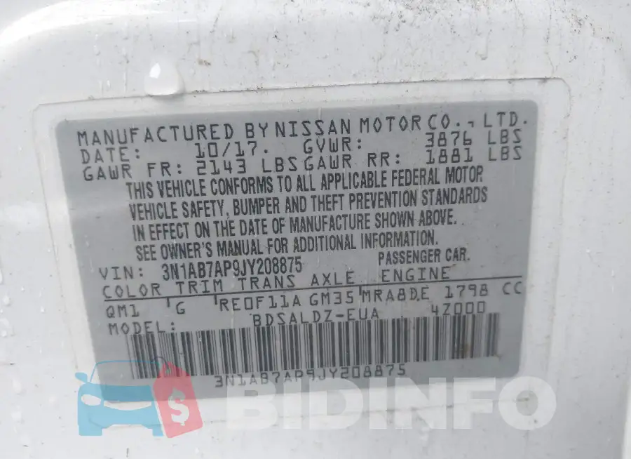 3N1AB7AP9JY208875 Photo# 9