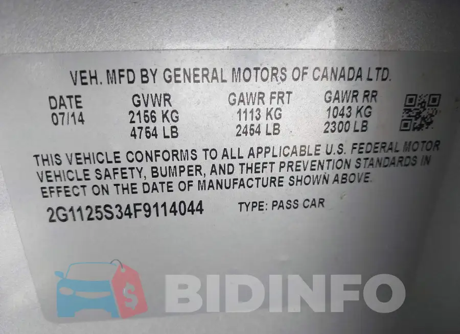 2G1125S34F9114044 Photo# 9