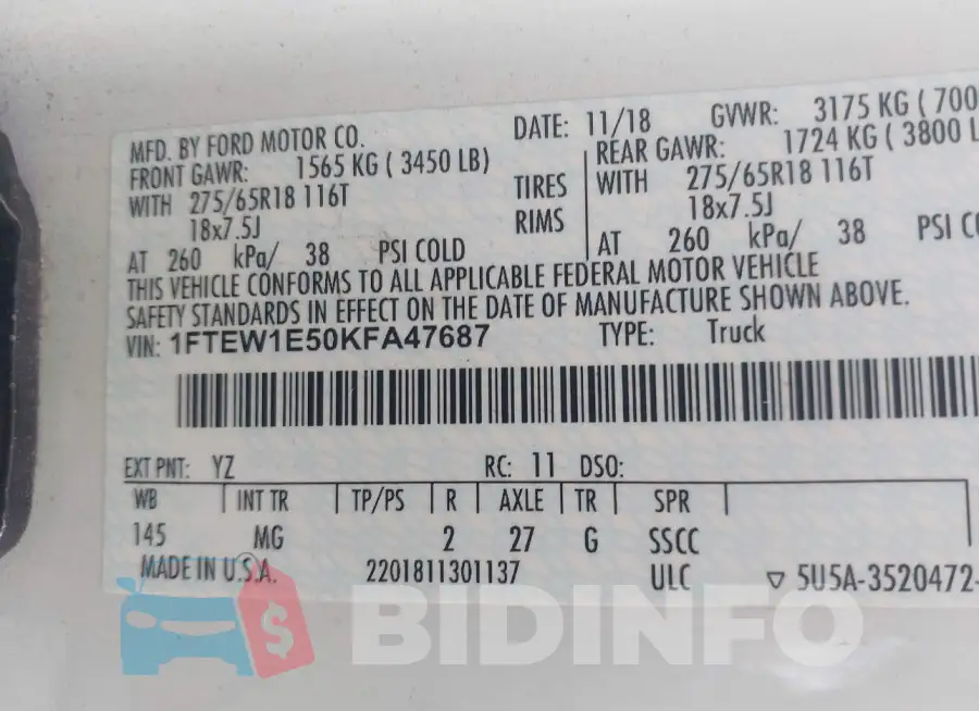 1FTEW1E50KFA47687 Photo# 9