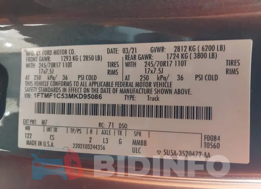 1FTMF1C53MKD95086 Photo# 9