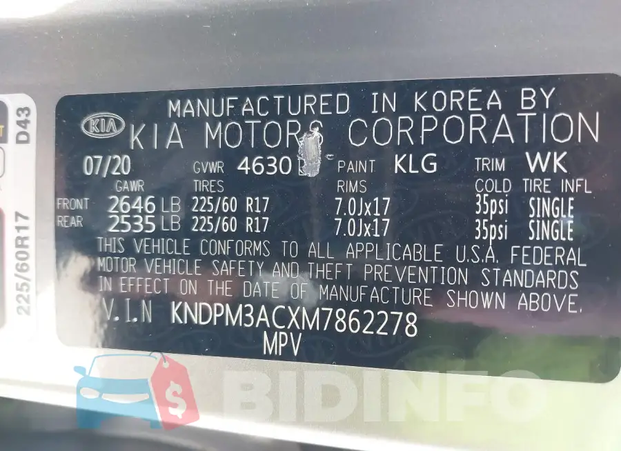 KNDPM3ACXM7862278 Photo# 9