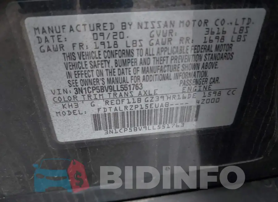 3N1CP5BV9LL551763 Photo# 9