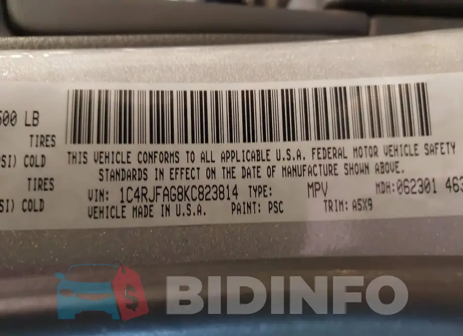 1C4RJFAG8KC823814 Photo# 9