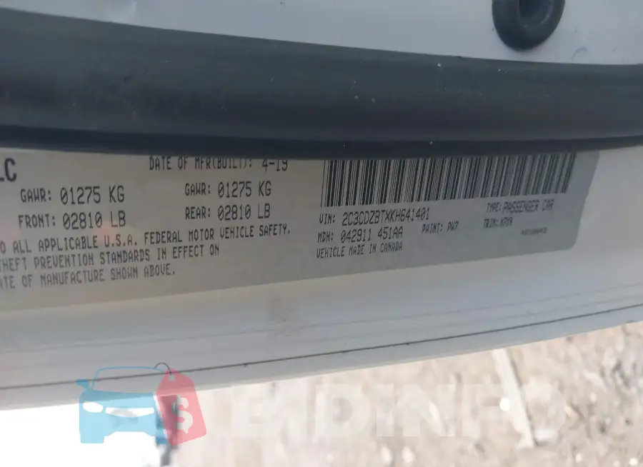 2C3CDZBTXKH641401 Photo# 9