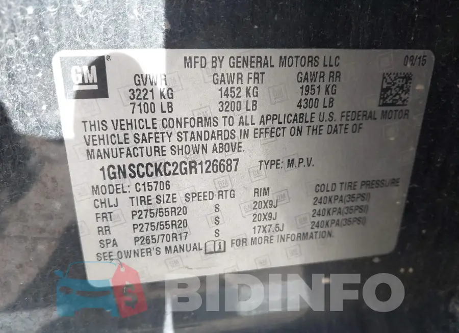 1GNSCCKC2GR126687 Photo# 9