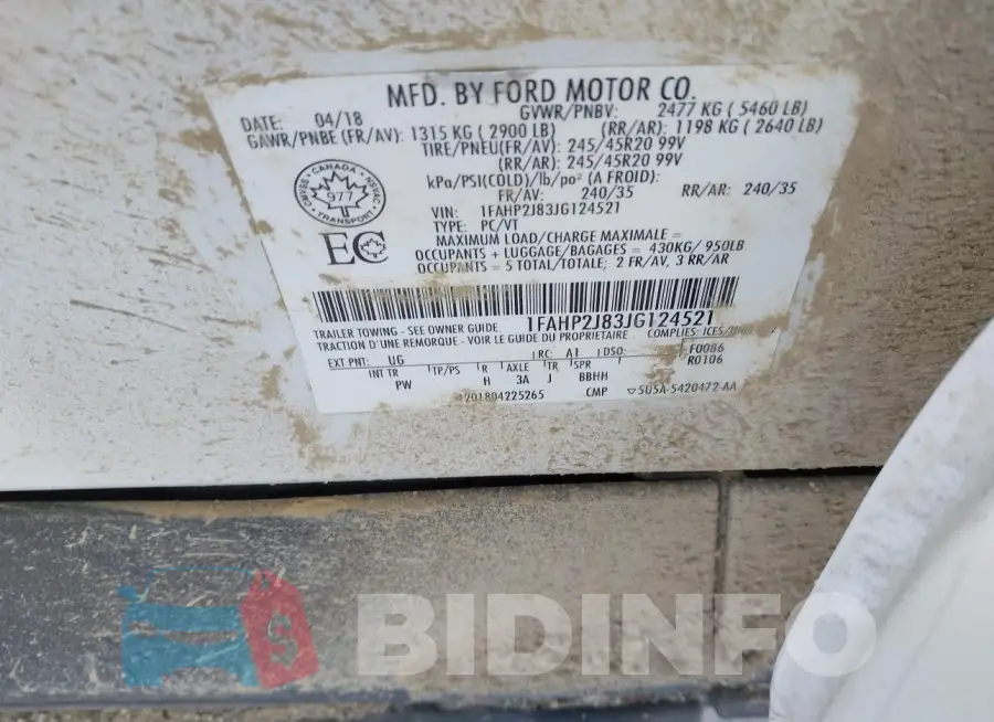 1FAHP2J83JG124521 Photo# 9