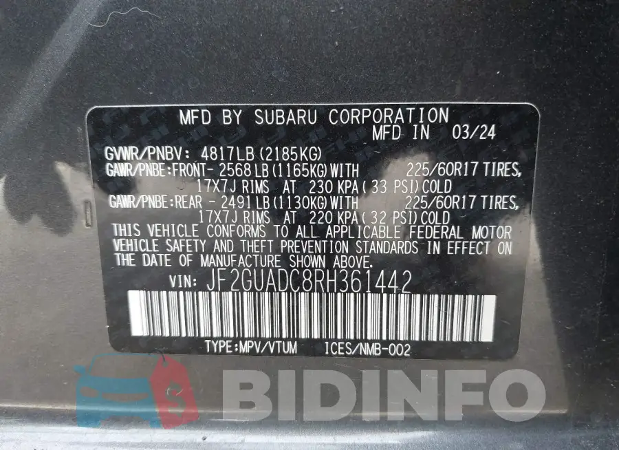 JF2GUADC8RH361442 Photo# 9