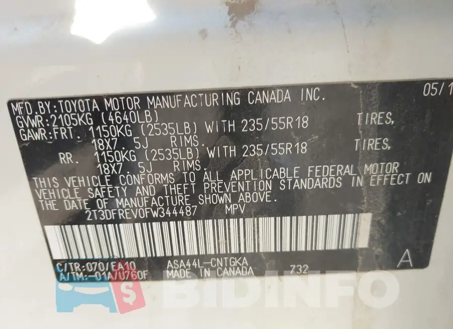 2T3DFREV0FW344487 Photo# 9