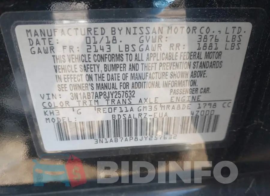 3N1AB7AP8JY257632 Photo# 9