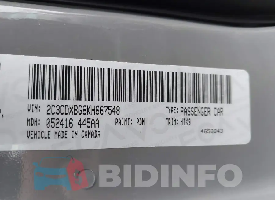 2C3CDXBG6KH667548 Photo# 9