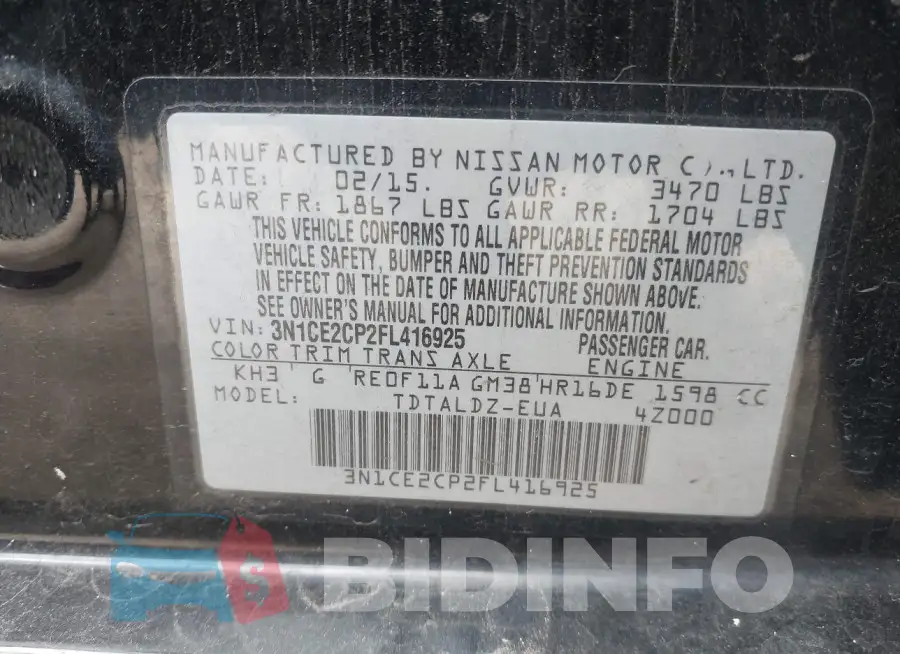 3N1CE2CP2FL416925 Photo# 9