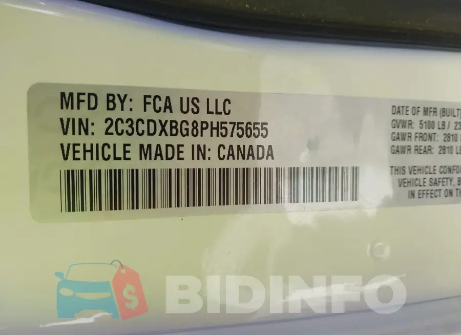 2C3CDXBG8PH575655 Photo# 9